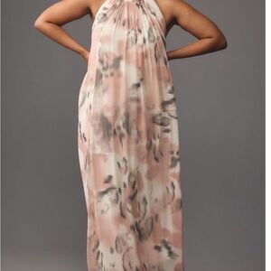 Anthropologie Blush and Charcoal Maxi Dress